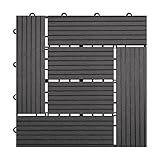 【HY】 ウッドデッキ 人工木　樹脂　ウッドパネル ウッドタイル　27枚入り 厚さ22mm　全6色　３タイプ　ジョイントタイル　デッキ　　腐りにくい　ガーデン　ベランダ庭　玄関 (Bタイプ_27枚, 