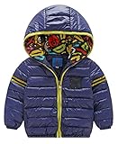 (トヨベイ)Toyobuy 子供 ダウンジャケット キッズ 男の子 ダウンコート 女の子 防寒 ブルゾン フード付き 紺色 130