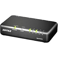 バッファロー BUFFALO Giga対応 プラスチック筐体 AC電源 5ポート LSW6-GT-5EPL/NBK ブラック スイッチングハブ ローコストモデル 簡易パッケージ 壁掛け設置対応 日本メーカー