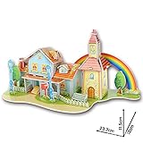 Onuneed(オンユニード) 3D 立体 パズル（風車、城、建物モデル） 子供おもちゃ,積み木 セット お誕生日、進学お祝いプレゼント (レインボーハウス)