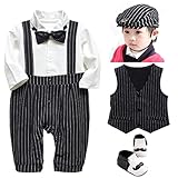 ViVaShop ベビー ロンパース 男の子 蝶ネクタイ カバーオール 新生児 結婚式 記念撮影 出産祝い ブラック 90
