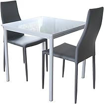 Amazon｜ダイニングテーブルセット 2人掛け ホワイト 3点セット 白