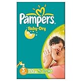 Pampers Baby Dry Size 3 (4-9kg) Large Pack Midi 2x70 per pack by Pampers