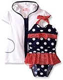 Sol Swimベビー女の子Dottyツイン1 Piece Swimsuit withテリーcover-up カラー: ブルー