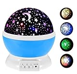 Gearmax®7色 星空投影 投影ランプ 4絵選び USB 電池 兼用 プロジェクター 子供夜灯 プレゼント 贈り物 ギフト (ブルー)