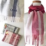 Chloe 肌さわり抜群！チェック柄マフラー (ネイビー)