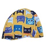 正規品 最新 スイムキャップ 男児 女児 スイム キッズ スクール水着 UVカットスイミング帽子 (猫イエロー)