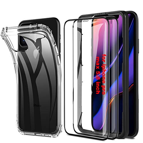 iphone 11 pro ガラスフィルム 2枚 iphone 11 pro クリアケース セット フィルム貼用枠付き 2019新発売 iphone 5.8 2019 強化ガラス 硬度9H ソフトケース 専用 iphone 11 pro/iphone XI pro セット ガラスフィルム ケース 日本旭硝子製 耐指紋 撥油性 高透過率 気泡ゼロ 自動吸着 軽量 透明ケース