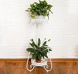 Pergola緑の花のラック錬鉄多層のリビングルームのインテリアバルコニーフロアポットラックプラントスタンドヨーロッパのフラワーラック (色 : 白)
