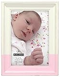 Malden International Designs Rustic Wood Fashion Off-White Picture Frame with Pink Dip Picture Frame