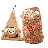 ソフトコーラルベルベットベビーソックスかわいい漫画の幼児ソックスコーヒーモンキー