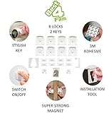 磁気キャビネットロックベビー安全 – 子Proof – 強力な磁石と3 M粘着 – ネジ不要( 8locks + 2キー+ボーナス:インストールツール) Best for having Childpr