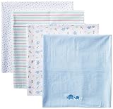 Spasilk Baby-Boy Newborn 4 Pack Flannel Receiving Blanket Blue Elephant 30 Inchx30 Inch [並行輸入品]