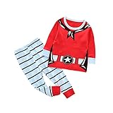 Tovadoo 子供服 ベビー服 男の子 トップス+ズボン 秋冬 長袖 スーパーマン クリスマス 兄弟揃い カッコイイ 部屋着 保育園 旅行 演出服 2-6歳