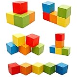 Domybest 100pcs 積み木 セット キューブ 子供おもちゃ 木のおもちゃ 知育玩具 木製 玩具 3歳以上 カラフル 視覚刺激 お祝い ギフト 誕生日 記念日