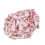 Baoblaze 赤ちゃん　女の子　柔らかい　おむつカバー　フリル　トレーニングパンツ　ショートパンツ　花柄　リボン飾り　全3種類 - ローズ, 12-24M