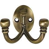 New 2 X Ball End Double Robe Hook Antique Brass Each Freepost.uk