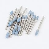 uxcell ゴム砥石 3mmシャンク 5mmコーン ヘッドブルーセラミック 研磨 マウント 18個入り