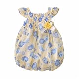 LittleSpring夏 ベビー 女の子 ワンピース シフォン 花柄 つぼみ サンドレス ジョーゼット ブルール24M