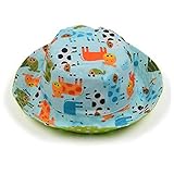 コットンベビーキャップ 男の子 女の子用 全4カラー (生後3～24ヶ月, ブルー動物)