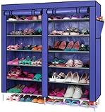 余裕の収納力 New BIG クローゼット デザインモデル 収納 棚 靴入れ インテリア 家具 部屋 玄関 キャビネット (ブルー)