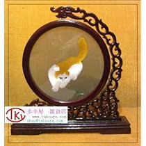 れ*い様 【極上工芸】中国蘇州 両面刺繍 猫とカマキリ 紫檀台付 衝立 高さ74 中国蘇州 両面色違い刺繍 猫 カマキリ 工芸品 - メルカリ