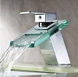 Rozinsanitary Glass Spout Bathroom Sink Faucet Waterfall One Handle Mixer Tap by Rozinsanitary [並行輸入