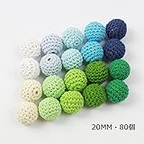 Mamimami Home 赤ちゃん用 舐めても 噛んでも 安心 歯がため かぎ針編みのビーズ 2CM ブルーシリーズ 男の子 DIY アクセサリー 木のおもちゃ 産祝い 誕生日プレゼント カミカミビ