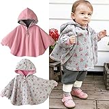 【Ani Mam Kids】リバーシブル フード 付き パーカー 男の子 女の子 兼用 キッズ ベビー 2Way ポンチョ (M(95～100), ピンク×グレー)