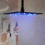 Hiendure® 12-inch LED Square Stainless Steel Thin Rain Shower Head, Oil Rubbed Bronze [並行輸入品]