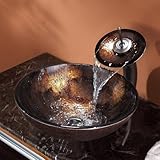 Kraus GV-684-ORB Pluto Glass Vessel Bathroom Sink with PU-MR Oil Rubbed Bronze by Kraus