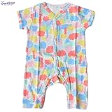 オーシャンアンドグラウンド｜ベビー肌着半袖ロンパース｜カラフルクラウド柄｜ピンク