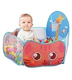 KINGDO Playpen Animal Cartoon Ball Pits Pool Indoor Outdoor Play Tent with Mini Basketball Hoop 47.2