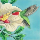 ContinentalアートセンターBD 2261 Hummingbirdホワイトハイビスカス柄アートタイル、8 by 8インチ