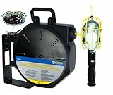 Voltec 07-00254 16/3 SJTW Industrial Metal Guard Worklight Retractable Reel, 50-Foot, Yellow & Black