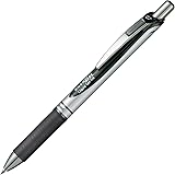 ぺんてる ゲルインキボールペン ノック式エナージェル 0.7mm シルバー軸 黒インキ BL77-A