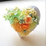 〔エルフルール〕プリザーブドフラワーハート陶器アレンジメント  クリアケース付 ブリザードフラワー 花 プレゼント