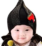 【SEBLES】 ベビー チューリップ ハット ニット 帽子 赤ちゃん 6カ月 ～ 3歳 全5色 サイズ 46cm ～ 52cm クロスセット (ブラック)