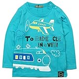 《春夏対応》 nico hrat(ニコフラート) 製品洗い加工済み 42/2天竺乗り物長袖Tシャツ 120cm/BL NO.B-270202