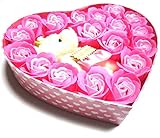 ありがとう を 伝える バラ と ベア ソープフラワー 薫る 香り もらって 嬉しい 母の日 父の日 バレンタイン ホワイトデー お祝い 事 に (ピンク)