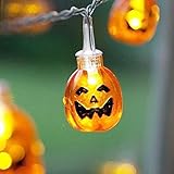 Mini Skater Halloween Themed Art Sculpture Decoration Fairy String Lights,Battery Powered,Pumpkin,20