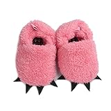 Nice Days（ナイス　ディズ） ファーストシューズ 冬用 ベビースリッパ ルームシューズ 室内履き もこもこ 冬 防寒 あったか 超可愛い 怪獣の爪 (12.5cm, ピンク)