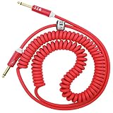 Aestivate ギター コイルケーブル ベースシールド カールコード 6.35mmステレオプラグ 楽器用ケーブル 5m (レッド)