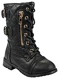 Baby Girlsデュアルバックル/ Zip Quilted Back Mid Calf Motorcycle幼児/幼児冬ブーツ カラー: ブラック