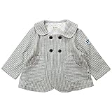 《春夏対応》(日本製) BO-PEEP(ボーピープ) 裏毛ストライプワッペン付裏毛長袖ジャケット 80cm /GY NO.DP-71709