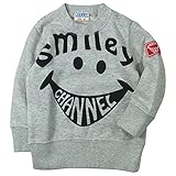 《H28年秋冬物》 CHANNEL(チャンネル) 30/10綿裏毛SMILEYトレーナー 120cm /杢グレー NO.CN-6431
