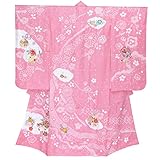 七五三 7歳 着物 女の子本絞り柄・刺繍入りのお祝い着 正絹「ピンク 花車に牡丹」SKE541