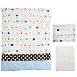 ミニサイズ 洗い替え カバー 3点セット 《Zoo》 【掛・敷・枕】 日本製 (サックス)