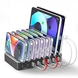 Unitek 2025 USB PD充電ステーション 8ポート PD20W*2+USB A*6 卓上充電スタンド 75W 8台同時 1.5A/2.4A/3A スマートIC搭載 複数台対応 Android/iPhone/iPad/kindle/タブレット/PSP/ラップトップ 仕切り板 間隔調整可能 収納便利 卓上 プレゼント