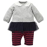 西松屋 CHチェロキー スムースボーダースカッツ風長袖プレオール【60-70cm】 新生児 グレー